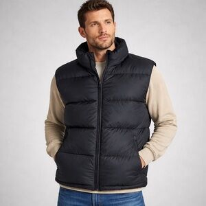 MEC Mountain Equipment Coop Men’s Black Down Puffer Vest – Longer Back Hem